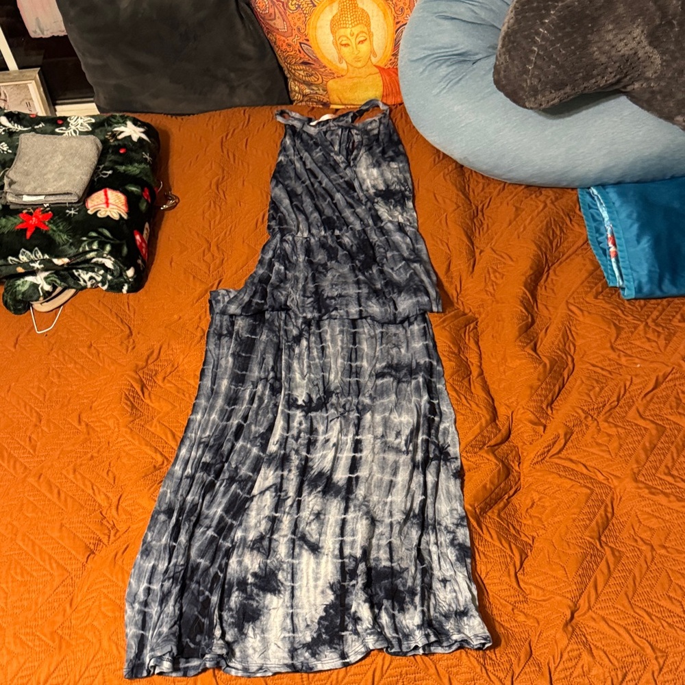 Blue Tie-Dye Maxi Dress